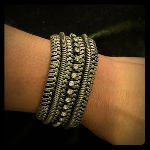 Lightweight silver tone bracelet with rhinestones